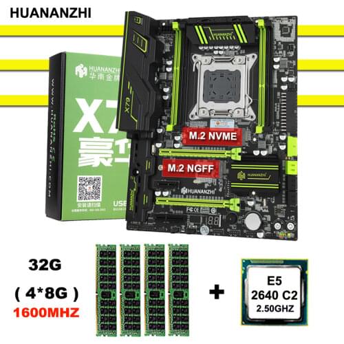 Brand motherboard with M.2 slot HUANAN ZHI X79 motherboard bundle with CPU Intel Xeon E5 2640 2.5GHz RAM 32G(4*8G) DDR3 RECC