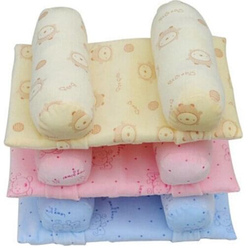 Infant Baby Soft Pillow Prevent Flat Head Anti Roll Cushion Sleeping Support Baby Cotton Pillows Cute Anti-heading Pillow