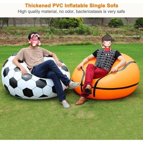 Inflatable Sofa Basketball Football Shape Waterproof Thickened PVC Indoor Outdoor Living Room Lounger Chair for Adult Kids Couch
