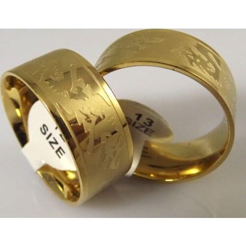 Wholesale 24 pcs quality Comfortable 10mm Gold Etch stainless steel rings jewelry