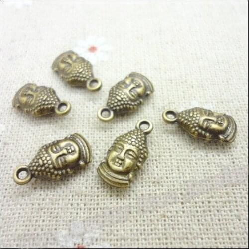 Wholesale 50pcs Vintage Charms Buddha Pendant Antique bronze Fit Bracelets Necklace DIY Metal Jewelry Making