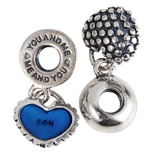 Mother And Son Pendants Antique Tone Authentic 925 Sterling Silver Dangle Charm Beads With Screwed Threaded Hole SDC920