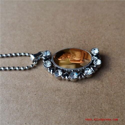 Sublimation blank necklaces pendants oval round shape hot transfer printing consumables can print two sides 15pcs/lot