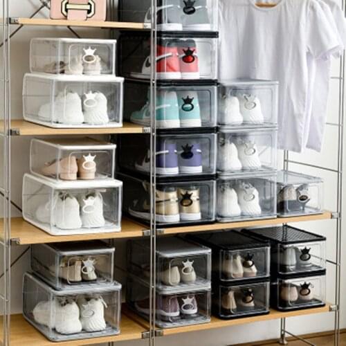Transparent Shoe Box Visual Shoe Box Sneaker Storage Shoe Box Thick Dustproof Shoe Cabinet Stackable Drawer Display Cabinet