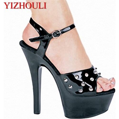 Ahead of the new party runway 15 cm hollow out sandals high heel sandals Thick bottom waterproof Taiwan