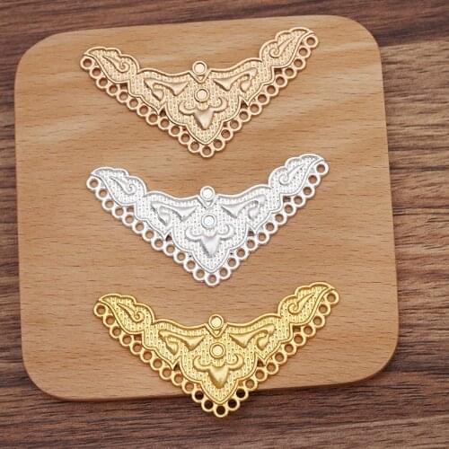 10 PCS 65x37mm Retro Palace Headwear Hairpin Pendant Connector Metal Alloy Gold Silver Plated DIY Accessories For Jewelry Making
