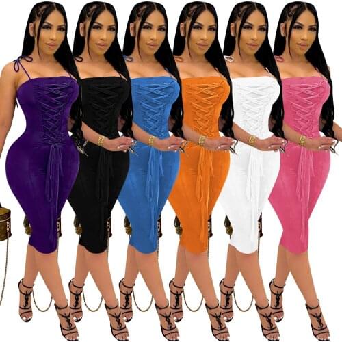 Somoshein S-2XL 2021 Fashion Summer Women Dress Casual Sexy Solid Color Halter Sleeveless Dresses Wholesale Dropshopping