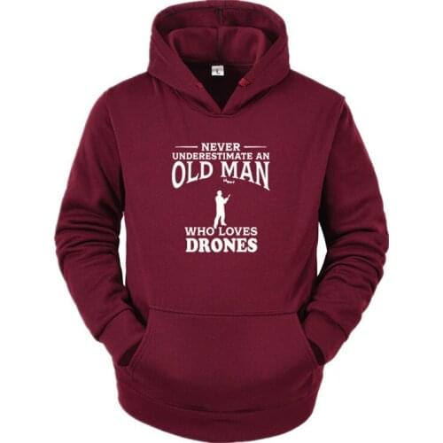 Never Underestimate An Old Man Loves Drone Sweatshirt Tops Winter Flying Pilot Birthday Gift Long Sleeve Hoodies Sweatshirts
