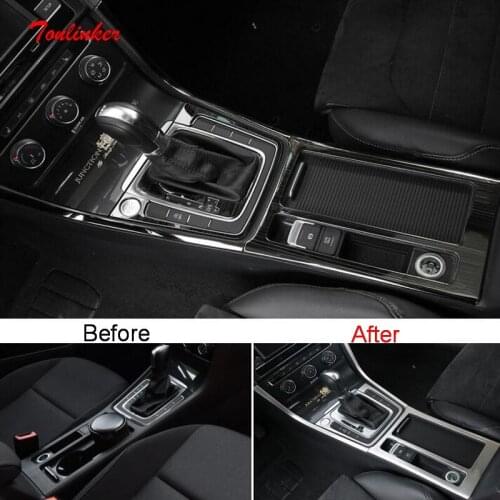 Tonlinker Interior Handbrake Water Holder Cover Stickers for VW NEW GOLF 7 Car styling 3 Pcs Stainless steel Cover stickers