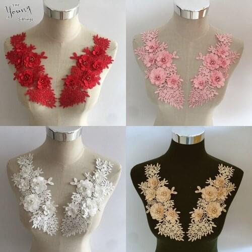 High quality Lace Neckline ABS pearl Embroidery Lace Collar DIY Decorative Sewing Applique Fabric Wedding Dress Accessories