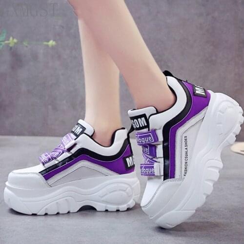 2021Thick Bottom Chunky Sneakers Women White Black Patchwork High Platform Shoes Woman Casual Autumn Winter Wedges Footwear G788