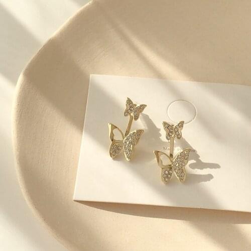 Stud Earrings for WomenDelicate Gentle Butterfly Crystal Earrings Jewelry Wholesale