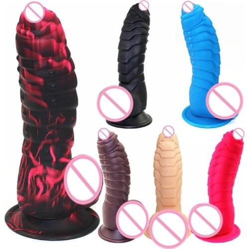 Liquid Silicone Big Dildo Cup Armor Surface Penis G Spot Stimulator Realistic Dildos Suction Sex Toys For Women Vagina Massager