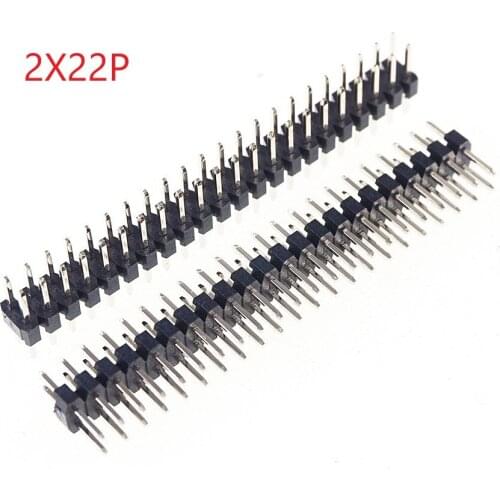 100pcs 2x22 P 44 Pin 2.0 mm Pin Header male Dual row Straight PCB 180 Through Hole Insulator height 2.00mm Rohs Lead Free