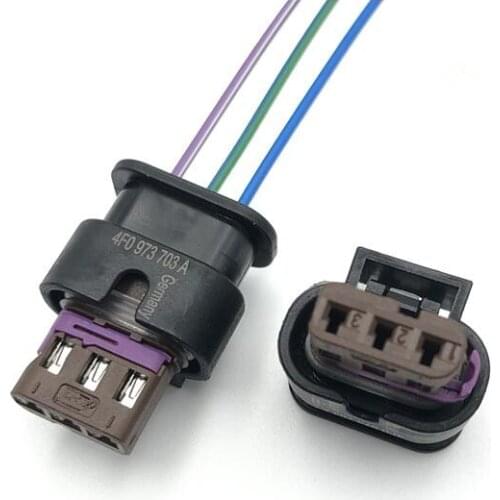 3 Pin/Way Parking Radar Electric Eye Plug/Gear Sensor Cylinder Connector Wire Harness Cable Pigtail For VW Audi 4F0 973 703 A