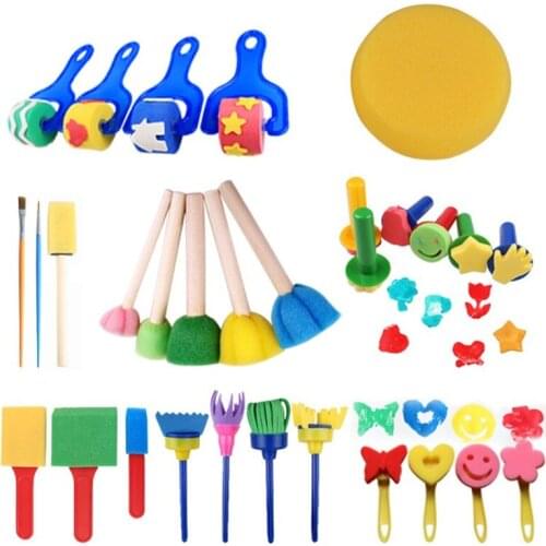 30PCS Children Paint Sponges Brushes Drawing Tools For Children Kids Early Painting Arts Crafts DIY Oil Acrylic Watercolor 03115