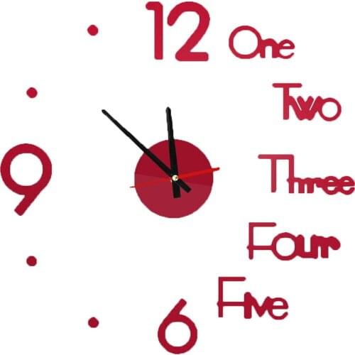 3D Wall Sticker Clock Mirror Surface Frameless Clock Wall Decor, Easy to Stick