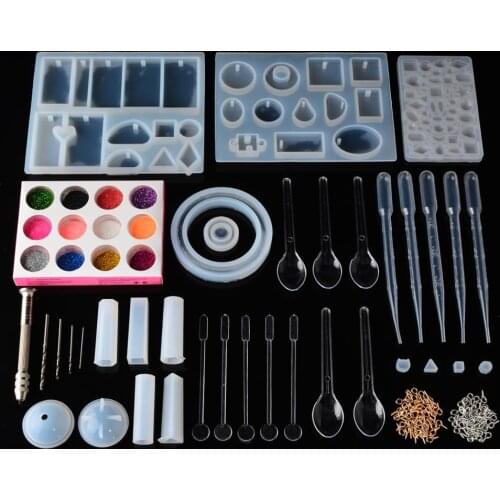 83 Piece Jewelry Silicone Molds UV Epoxy DIY Resin For Bracelet Pendant Jewelry Making with Metal Alloy Screw Eye Pins Set