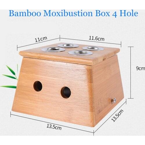 Four-hole Bamboo Moxibustion Box Device Body Relaxation For Smokeless Moxibustion Roll Stick Acupoint Massage Moxibustion
