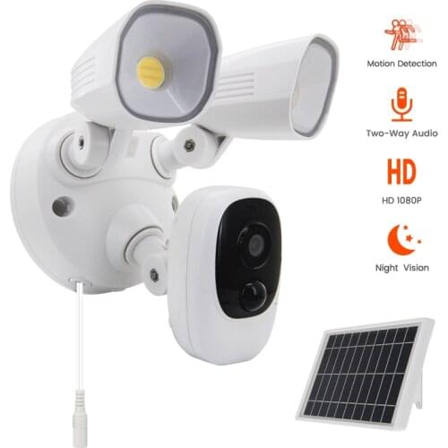 Two-way audio wireless cctv security solar LED garden flood light cameras pir WIFI tuya ring solar powered floodlight camera