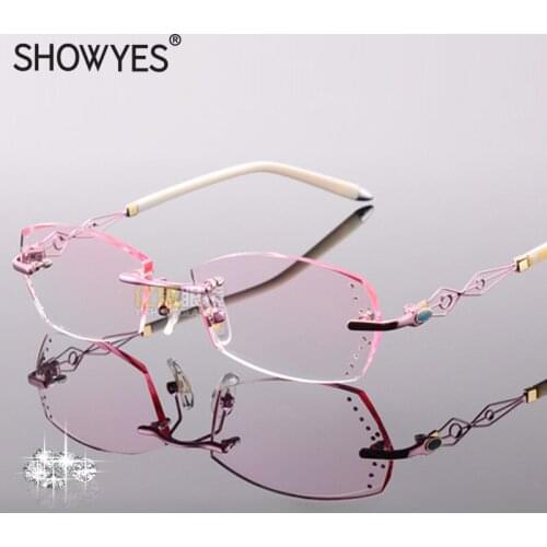 Brand Eyeglasses Women 2016 Hollow Out Frame Designer Diamonds High Quality Myopia Glasses Rimless Lady Computer Eye glasses 617