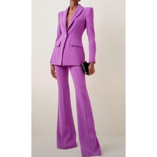 Wide Pants Women Pantsuit Jacket Women Fashion Long Sleeve Suit Women Peak Collar Jacket Suits Female Ladies Customize Made