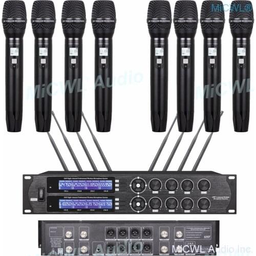 MiCWL Digital Wireless 8 Handheld Cardioid Dynamic Microphone Karaoke System 8 XLR 3Pin 6.35mm Mix Output 8 Antenna