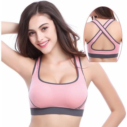 High Stretch Breathable Sports Bra Tops Fitness Women Removable Padded Running Yoga Gym Seamless Crop Ladies Underwear Vest H47