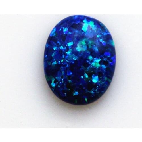 Blue opal stone loose beads gemstones oval shape flat base cabochon created gemstone for jewelry making DIY precious stones