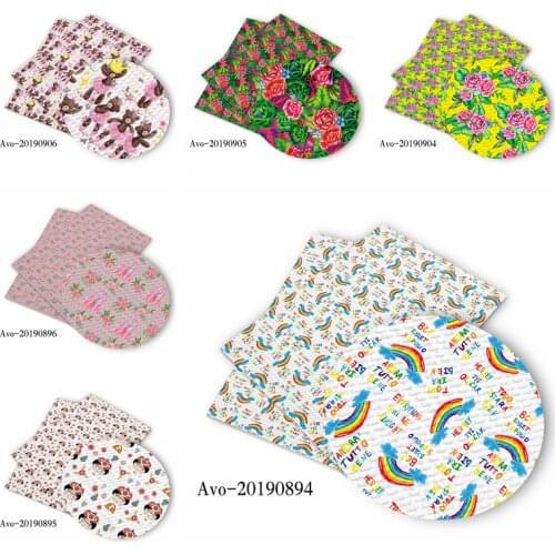 HSD 95*70cm Flower Rainbow Bear Cartoon Pattern Fashion Printed Polyster Cotton Liverpool Bullet Fabric for DIY for Handmade