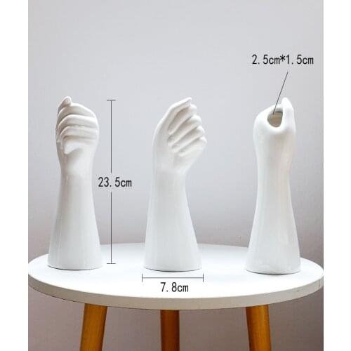 Hand Shape Flower Vase Modern Home Office Nordic Style Ornament Creative Floral Composition Ceramics Vase