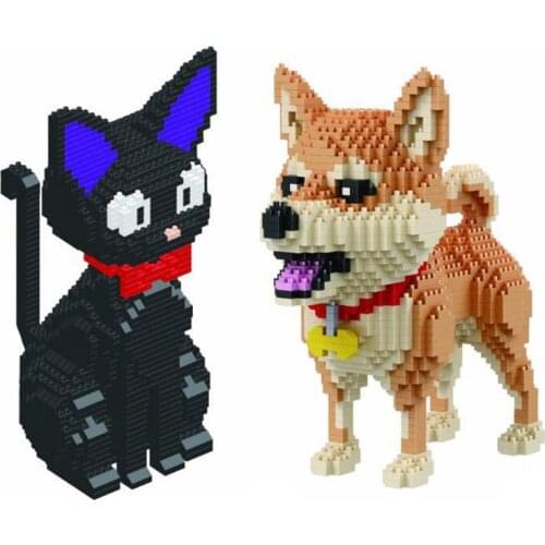 Building Blocks Toys Animals Micro Small Particles DIY Assembly Pet Dog Cat Model Children Kid Gifts Shape Color Early Learning