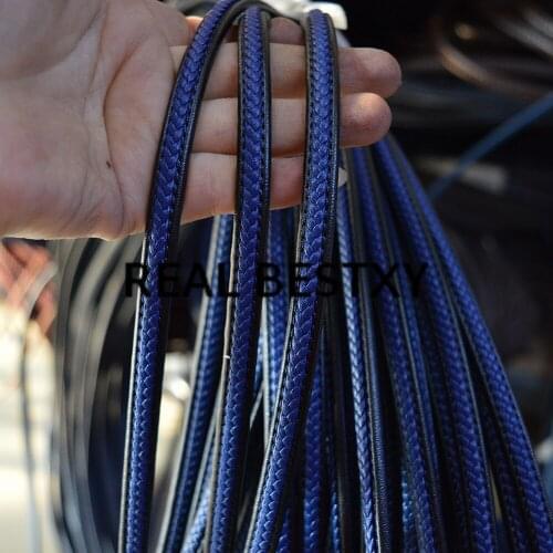 REAL BESTXY 5m/lot 8*5mm blue black braided leather cord with stitching leather for jewelry findings DIY leather bracelet ropes
