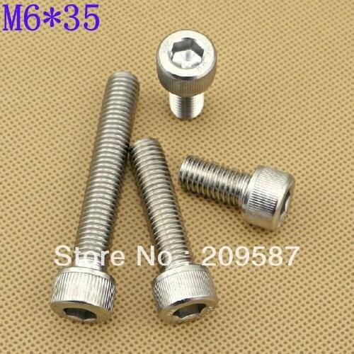 Lot25 Metric Thread M6* 35mm Stainless Steel Hex Socket Bolt Head Cap Screw