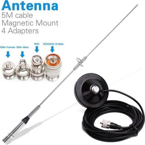 Nagoya NL-770S UV-5R Walkie Talkie Mobile Radio Dual Band VHF UHF Antenna + Magnetic Mount +SMA-F/SMA-M/BNC/SL16 4 Adapters