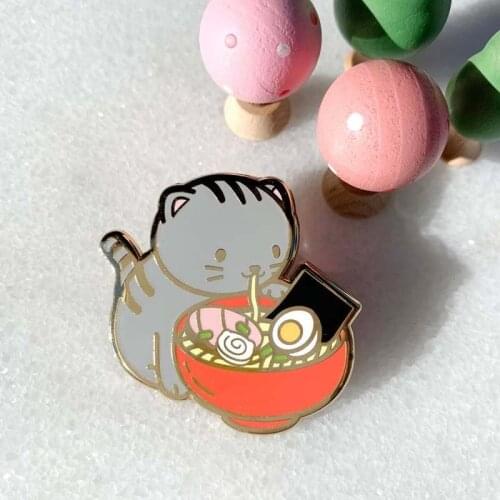 Cute Ramen Cat Enamel Pin Lapel Pins Jewelry Badge Brooch Gifts for Cat Lovers Christmas Gifts