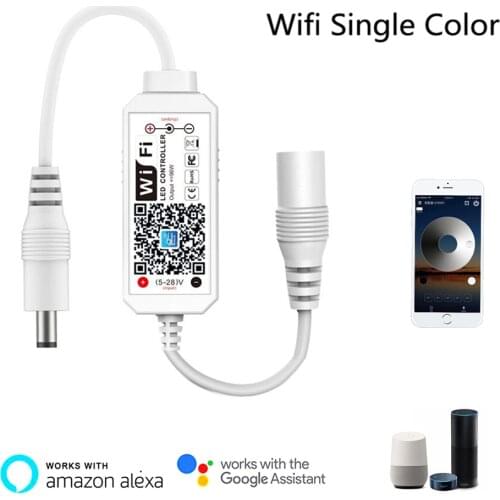 Magic Home WiFi Led Dimmer Controller Mini DC5V 12V 24V Wireless Remote Controller 5050 Single Color Strip for Alexa Google Home