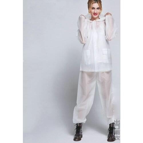 Fashion Adults EVA Transparent Motorcycle Electric Bicycle Raincoat Rain Pants Ride Set Rain Coat Thickening Poncho For Women