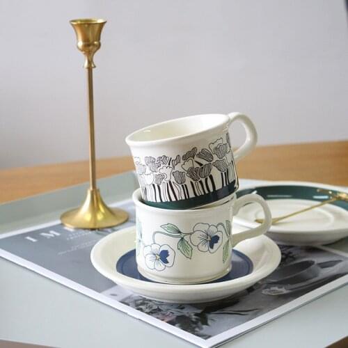 European retro coffee cup and saucer set Mocha ceramic exquisite afternoon tea cup coffee mug set