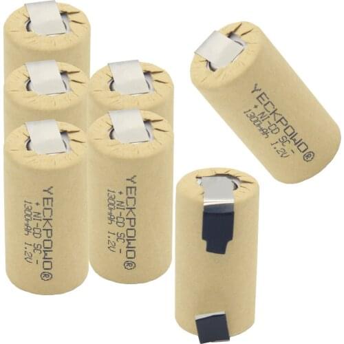 Nickel sheets 1300mAh flat top sub C battery 1.2V welding tabs SC batteries NICD rechargeable for USAG real capacity as declared