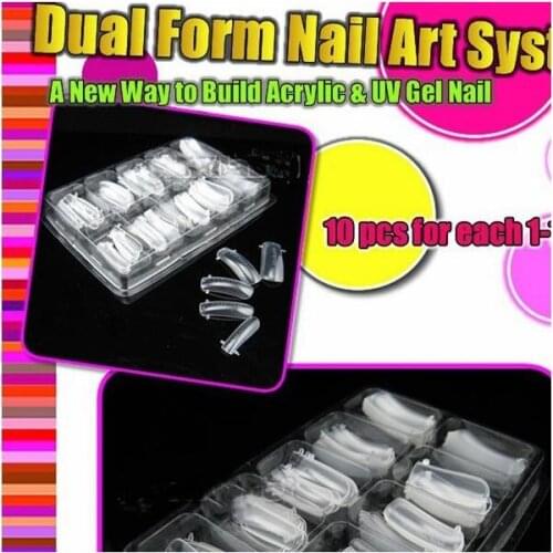 New 100 Pcs Dual Nail Art System Form Acrylic False Tips Tools Set 10 Different Size False Nail