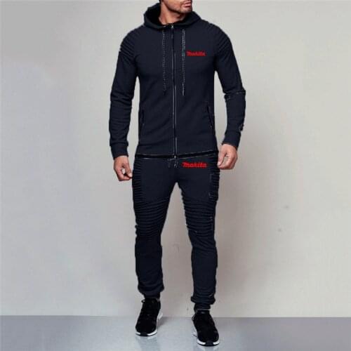 2021 Makita New Brand Spring and Autumn High Street Style Mens Hoodies Loose Male Hooded Mens Delicate Print Warm Thicken Tops
