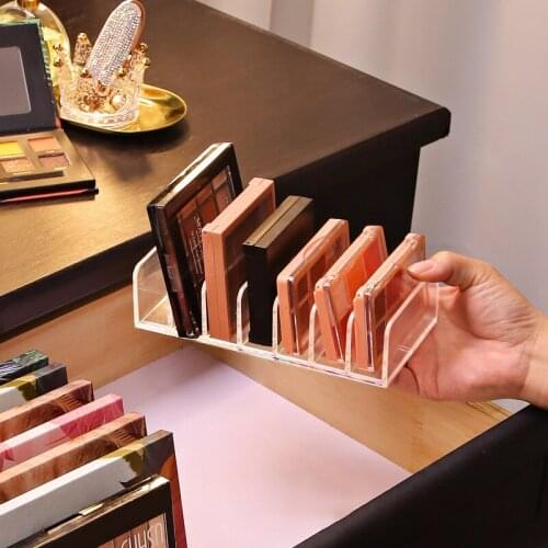Eye Shadow Storage Box Makeup Cosmetics Shelf Desktop Display Box 7 Grid Transparent Plastic Blush Rack