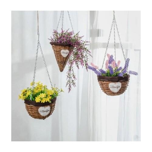 Hanging flower pots village willow flower basket ornaments hanging basket Crafts kindergarten top Arts small bamboo basket Decor