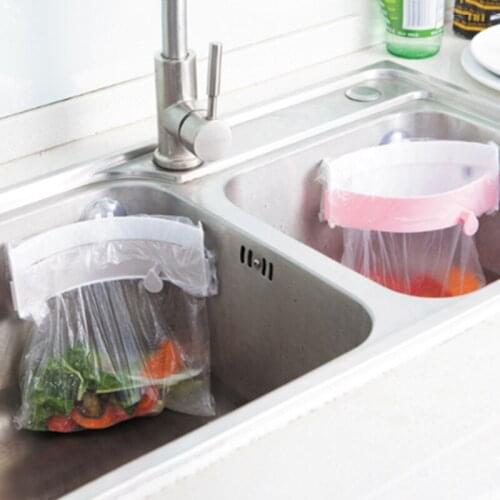Kitchen Foldable Rack Garbage-Bag-Holder Trash-Storage Cabinet-Door Cupboard Sink Hold Suction Cup Trash Bag Organzier Shelf