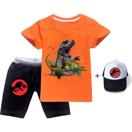 New Summer Kids Boys Clothes Suits Dinosaur T-Shirt+Pants Hip Hop Set Streetwear Baby Tracksuit Children Clothing Sets 3-16Years