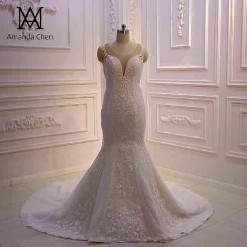 Wedding Gowns 2020 Cap Sleeve Lace Appliqued Mermaid Wedding Dress