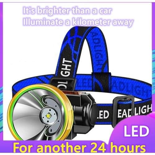 LED Headlight Rechargeable Waterproof Super Bright Head-Mounted Outdoor Flashlight Lithium Battery Night Fishing Miners Lamp