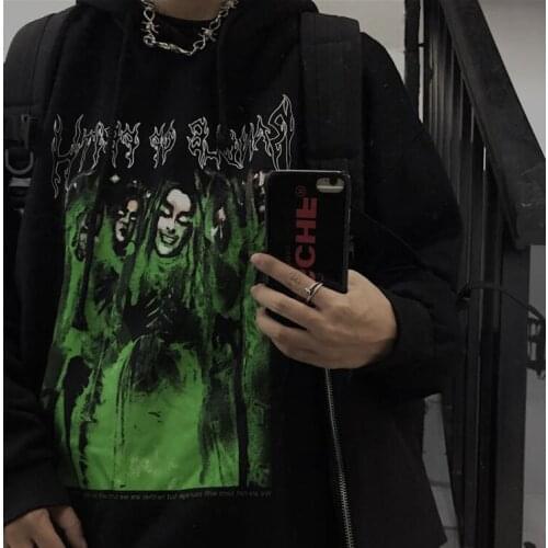 Men Hip Hop Hoodie Sweatshirt Gothic Horror Skull Print Punk Thick Hooded Pullover Hipster Streetwear Grunge Sudadera Mujer Lady