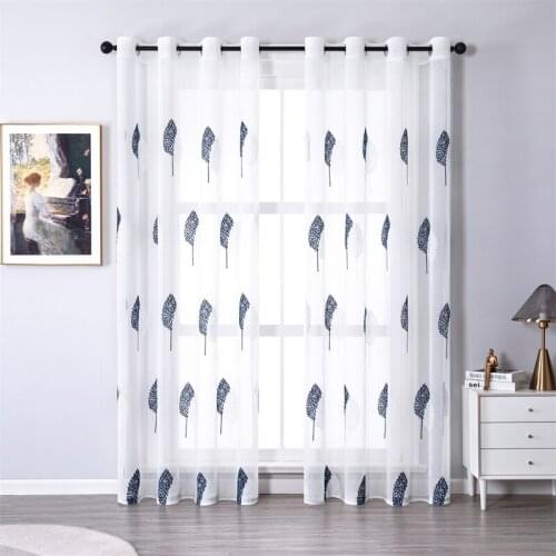 Embroidered Tulle Curtains for Living Room Bedroom Curtains for Kitchen Window Sheer Modern Voile Curtains Drapes Custom made